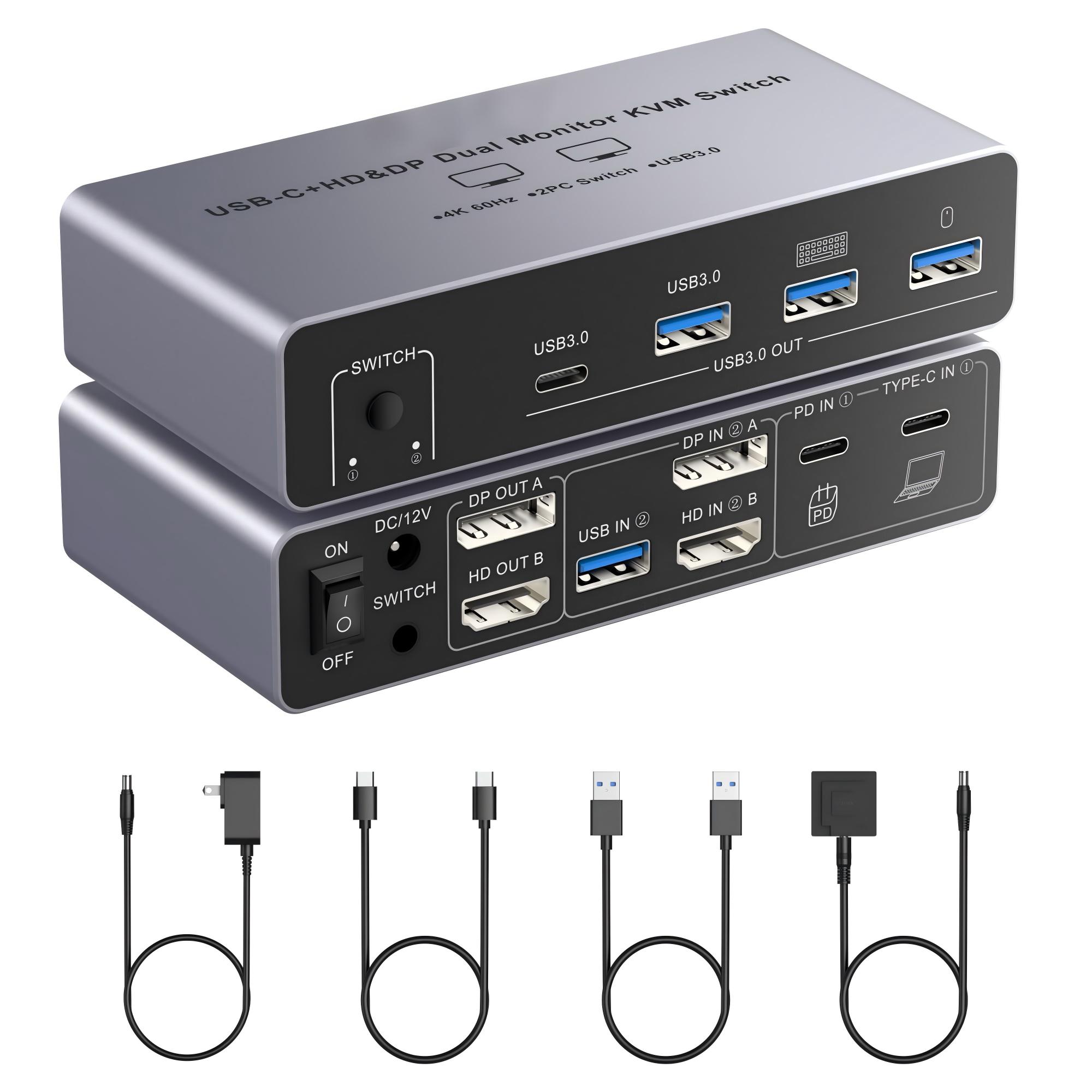 Dual Monitor Desk Setup - HDM DP KVM-переключатель для 2 мониторов