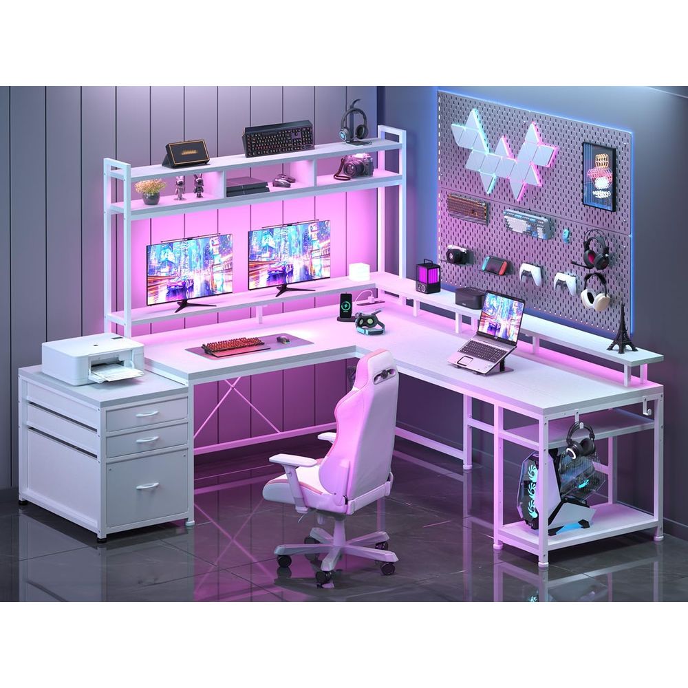 Dual Monitor Desk Setup - 104-дюймовый L-образный стол для домашнего офиса