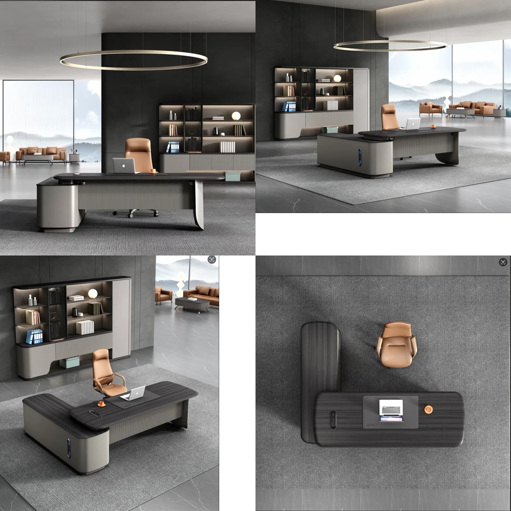 Work Desk Home Setup - Современный роскошный L-образный стол руководителя с