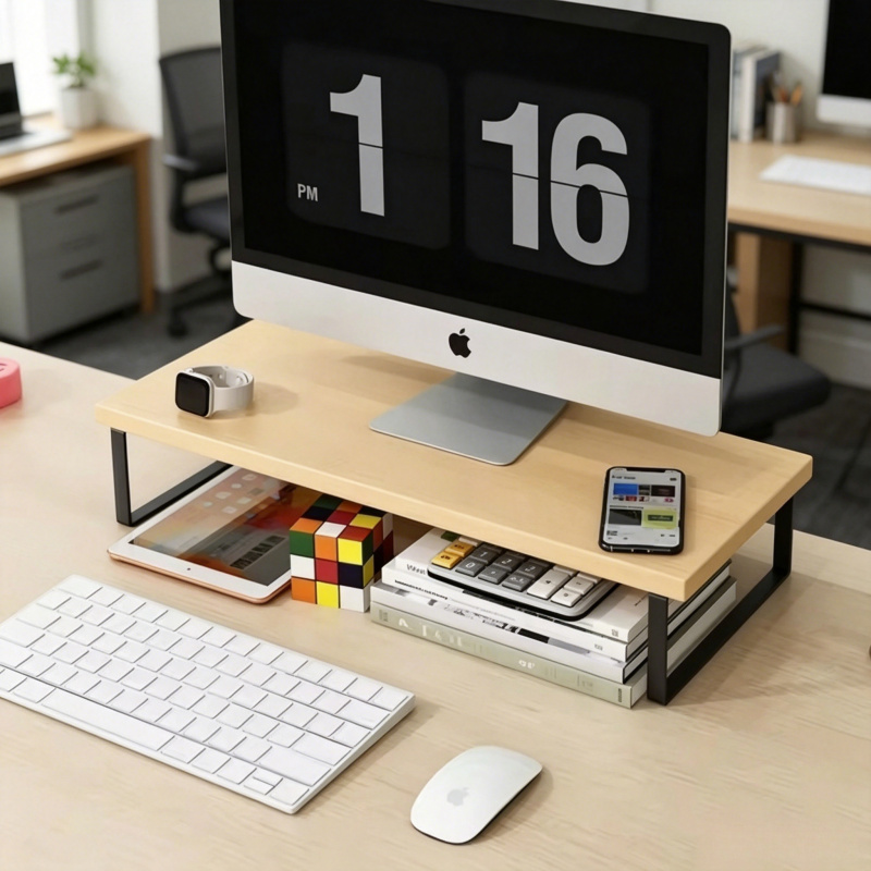 Monitor Riser Wood - Креативная подставка для монитора с полкой