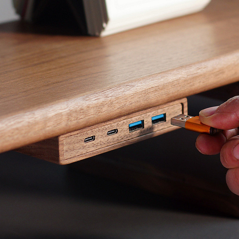 Monitor Riser Wood - USB-хаб 3.2 с самоклеящимся креплением, деревянная