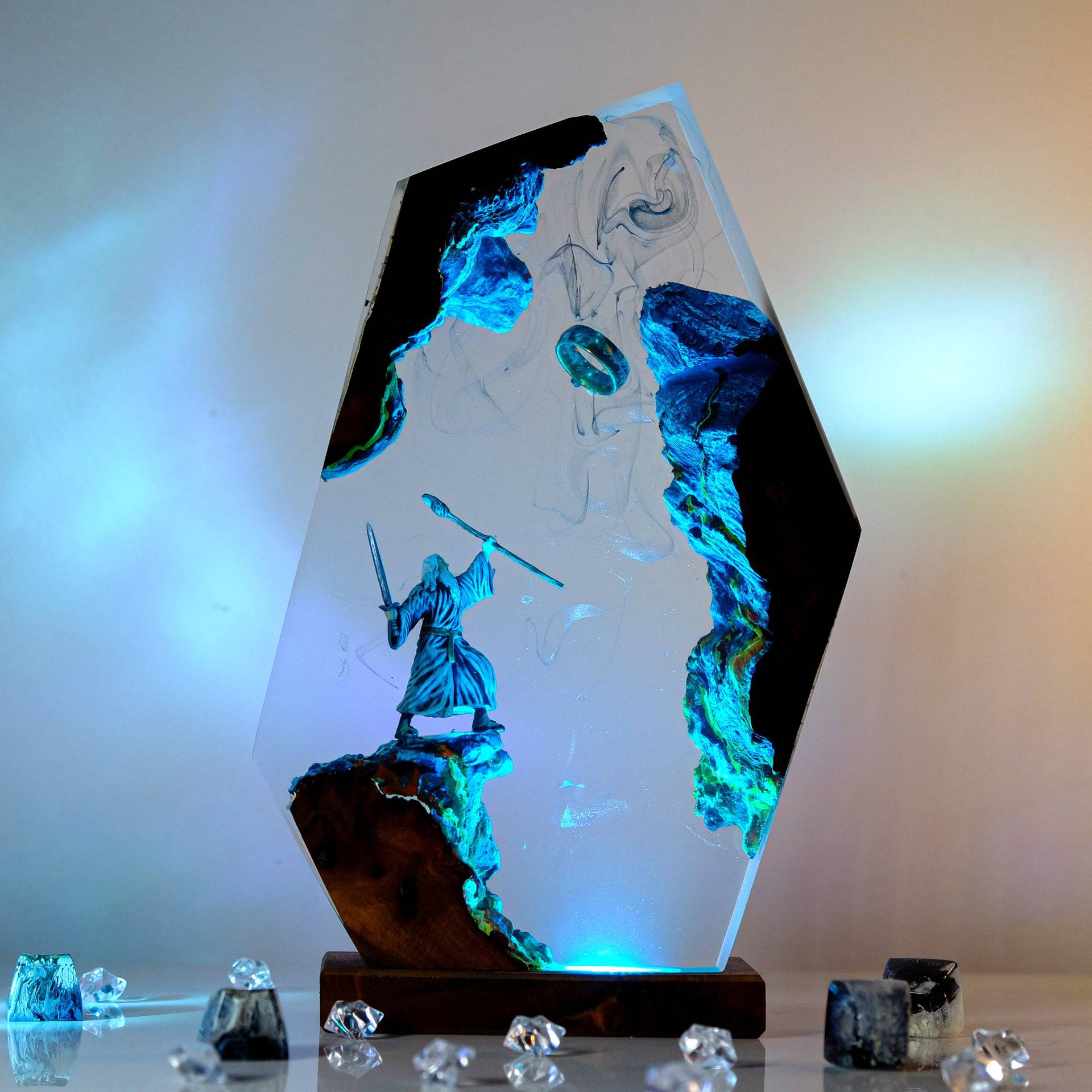 Led Desk Light Usb - Настольная лампа-фигурка из смолы «Волшебное кольцо»