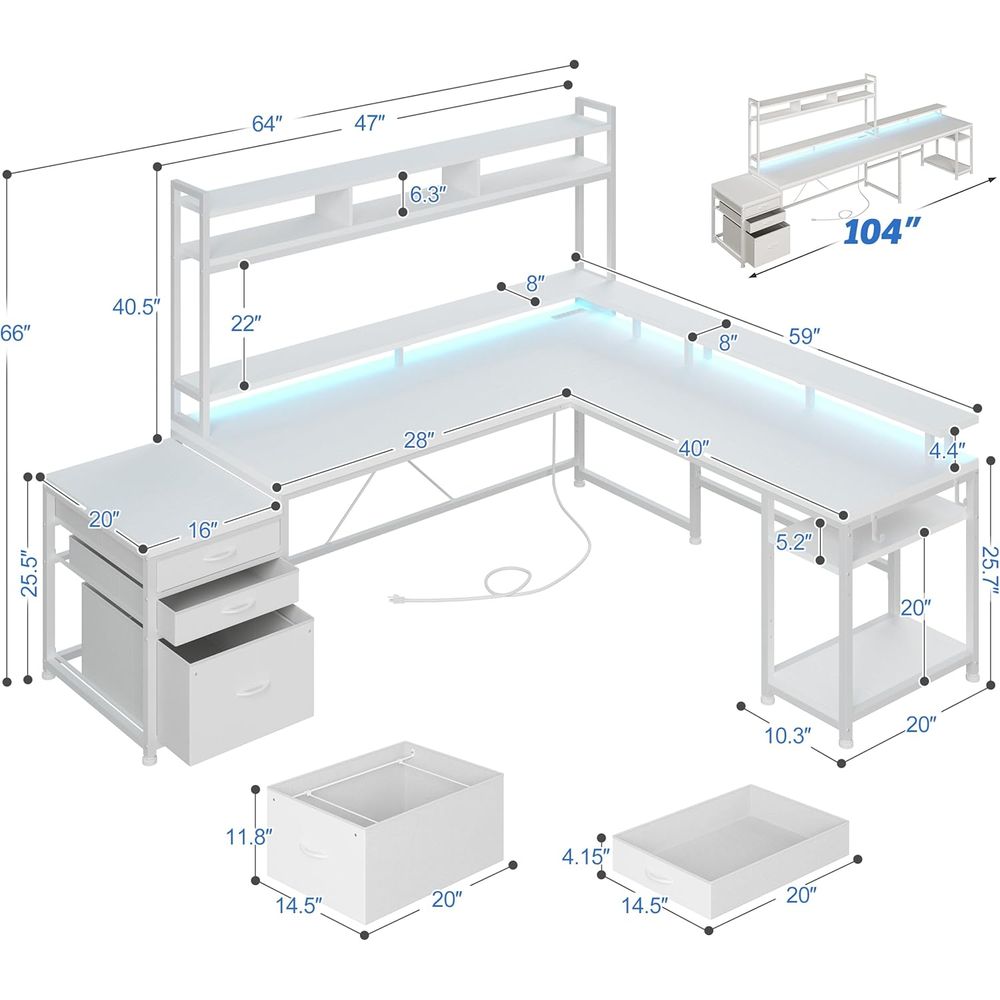 104-дюймовый L-образный стол д – обзор и цена Dual Monitor Desk Setup