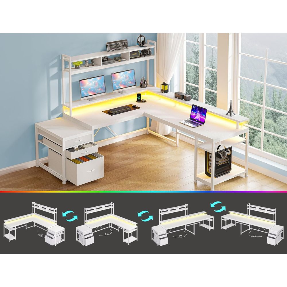 104-дюймовый L-образный стол д – обзор и цена Dual Monitor Desk Setup