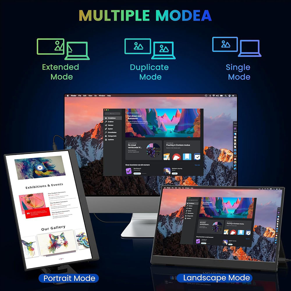 14-дюймовый портативный монито – обзор и цена Dual Monitor Desk Setup
